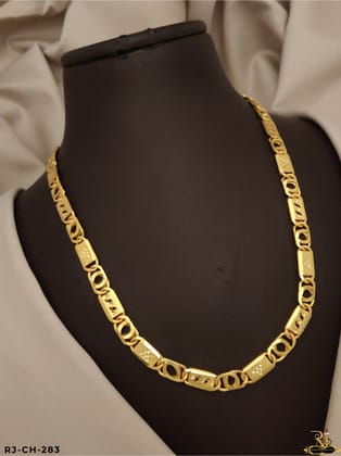 Layered Luxury Gold-Plated Chain with Biscuit Design for Men's-CH-283