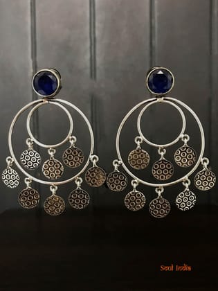 German Silver Chandbali With Semi Precious Stone