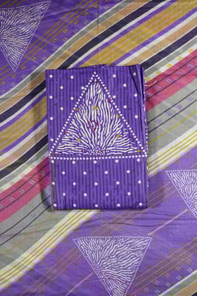 Purple Colour cotton Unstitched Suit Fabric with Pant & cotton Dupatta-Purple