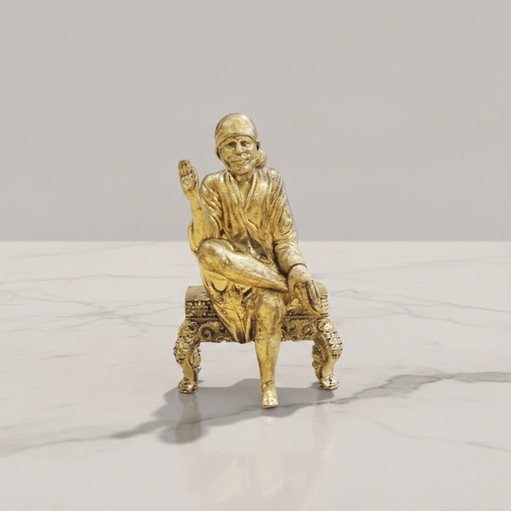 Mini Brass Sai Baba Idol Statue for Home Temple & Gifting, Height : 2.2 Inch (BSMAS1928 G) - Pooja Needs | Buy online on ZillyBuy