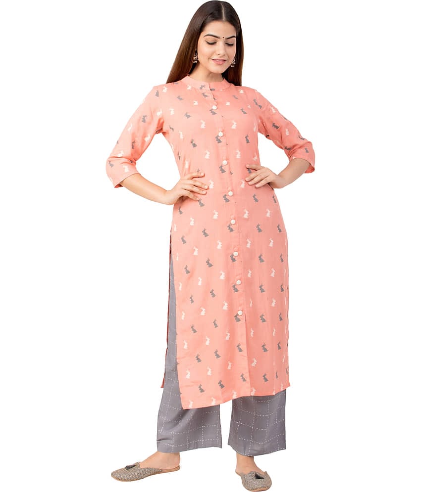 miravan Cotton Kurti With Palazzo - Stitched Suit