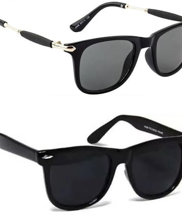 Elligator Multicolor Rectangular Sunglasses ( Pack of 2 ) - Medium