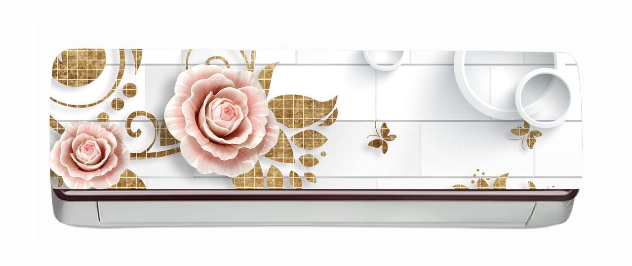 DreamKraft Decorative Flower AC Sticker (Multicolor PVC Vinyl, 30cm X 91cm)