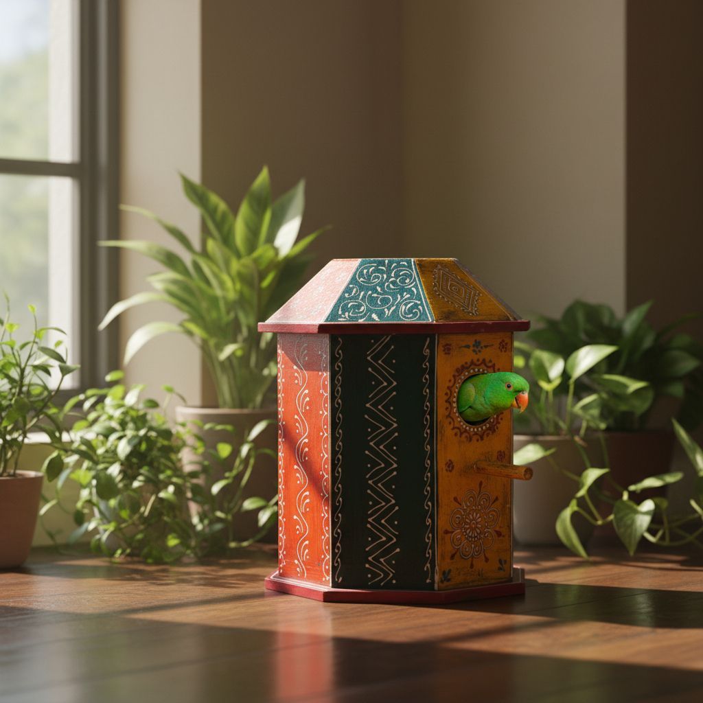 Handicraft Wooden Bird House | Home Living Bird Stands