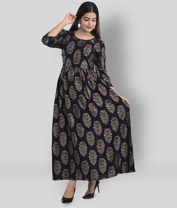 The Style Story - Navy Rayon Women's Flared Kurti