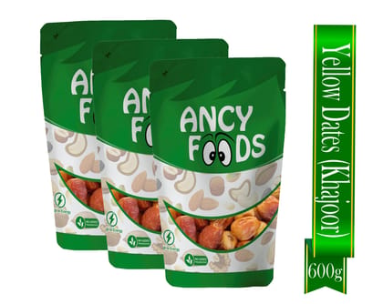 Ancy Khajoor 600 Grams (200 Grams X 3) – Traditional Dates | Rich in Vitamins, Minerals, and Natural Sweetness | Khajoor or Dates | Soft Khajur with Chewy Texture | No Added Sugar | Healthy K