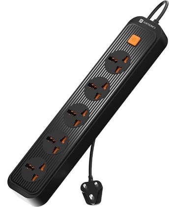 Portronics Power Plate 13 Multiplug Extension Board with 5 Power Sockets, 1500W,(Black)
