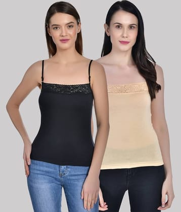 AIMLY Adjustable Strap  Cotton Slip - Black Pack of 2