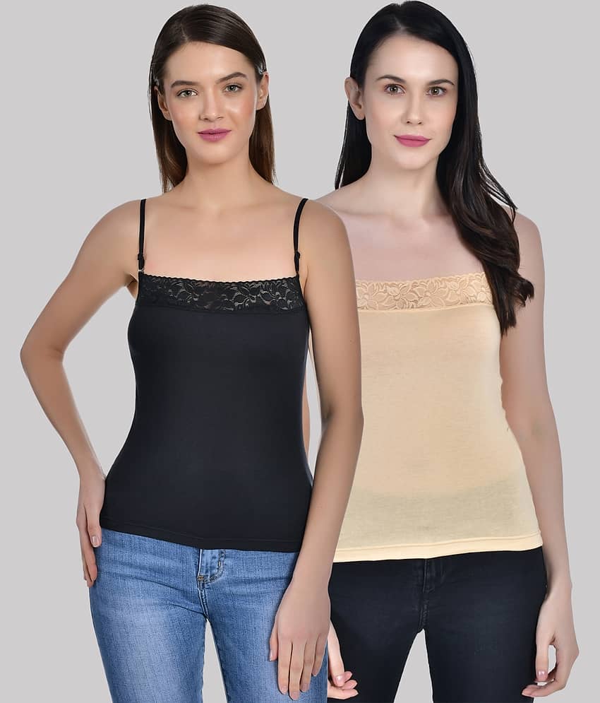 AIMLY Adjustable Strap  Cotton Slip - Black Pack of 2