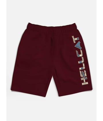 HELLCAT Pack of 1 Cotton Blend Shorts For Boys ( Burgundy )