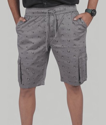 plounge Grey Cotton Blend Men's Shorts ( Pack of 1 )