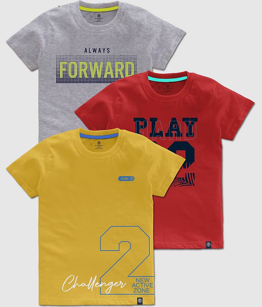 CODEZ Pack of 3 Boys Cotton T-Shirt ( Multicolor )