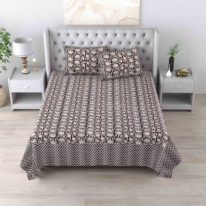 Traditional Jaipuri Pure Cotton Double Bedsheet with Sanganeri Print