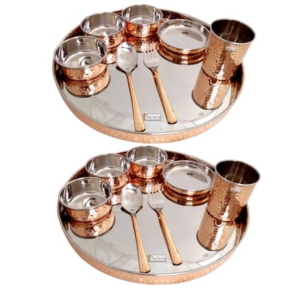 Stainless Steel Copperware Dinner Thali Set for 2 Stainless Steel Copperware Dinner Thali Set for 2