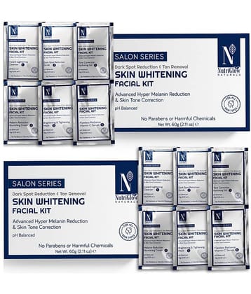 NutriGlow NATURAL'S Advanced Pro Formula Skin Whitening Facial Kit for Skin Tone Correction, Each 60gm (Pack of 2)