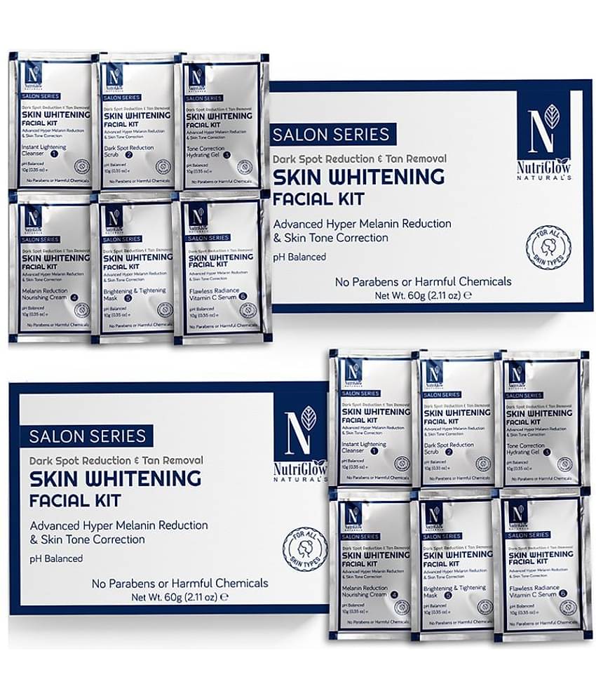 NutriGlow NATURAL'S Advanced Pro Formula Skin Whitening Facial Kit for Skin Tone Correction, Each 60gm (Pack of 2)