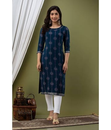 Lee Moda - Blue Rayon Women's Straight Kurti ( Pack of 1 )