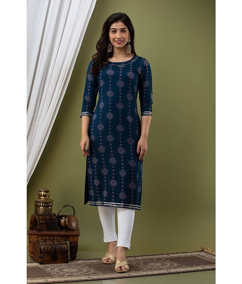 Lee Moda - Blue Rayon Women's Straight Kurti ( Pack of 1 )