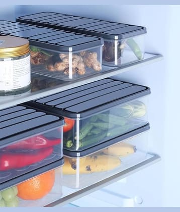 The HomeDecor Mart Air Tight Container Polyproplene Black Food Container ( Set of 6 )