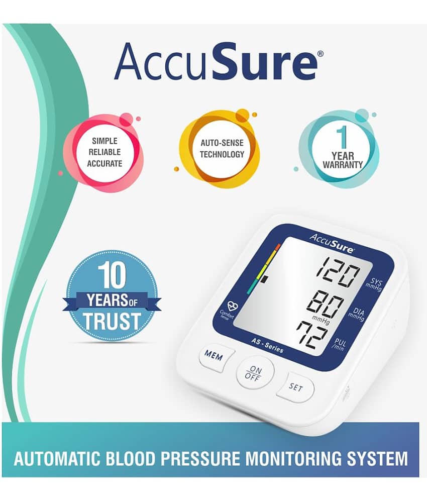 AccuSure AS Series Automatic and Advance Feature Blood Pressure Monitoring System, White