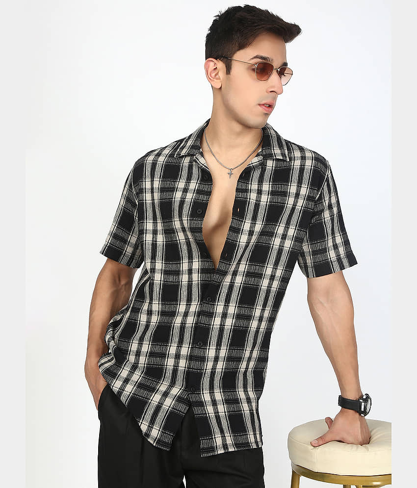 Bene Kleed 100% Cotton Regular Fit Checks Half Sleeves Cuban Collar Men's Casual Shirt (Multicolor)