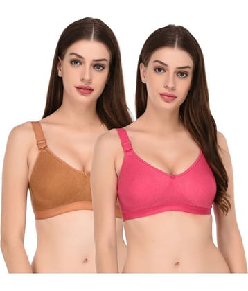 Elina Pack of 2 Cotton Non Padded Women's T-Shirt Bra ( Multi Color )