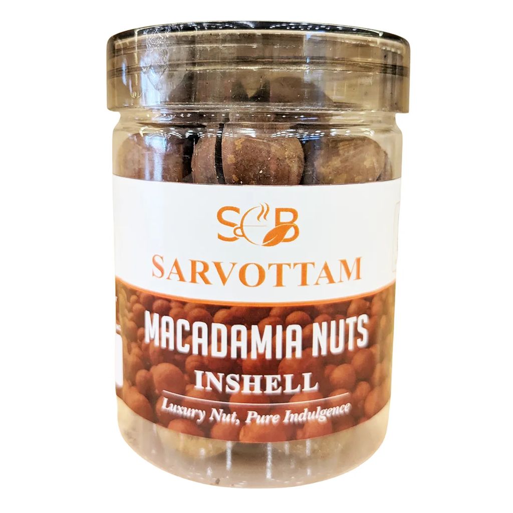 Sarvottam Premium Macadamia Nuts Inshell 250g Box | Fresh Crunchy Nuts | Rich in Protein, Fiber & Healthy Fats | Gourmet Superfood Snack | Ideal for Gifting