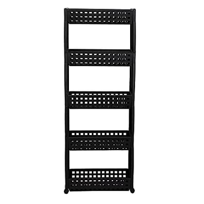 Cutting EDGE 5 Layer Slim Storage Rack with Wheels - Black