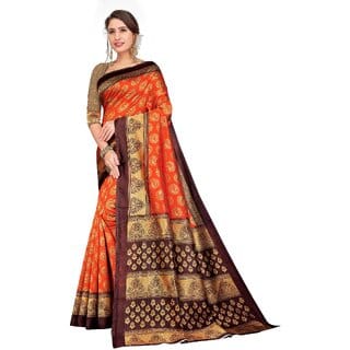 SVB Sarees Womens Red Colour Art Silk Saree With Blouse
