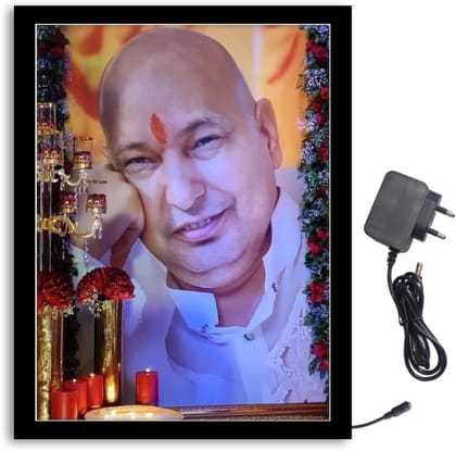 NOKKES Jai Guru Ji Bade Guru ji Sawroop Guru Ji Light Photo Frame 8X10 inch Led Light photo Frame With Light Adaptor Led Light Photo Frame Black Color Photo Frame_AQW236