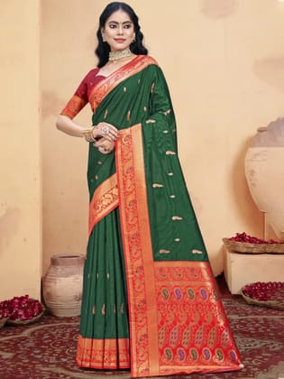 Dark Green Silk Saree