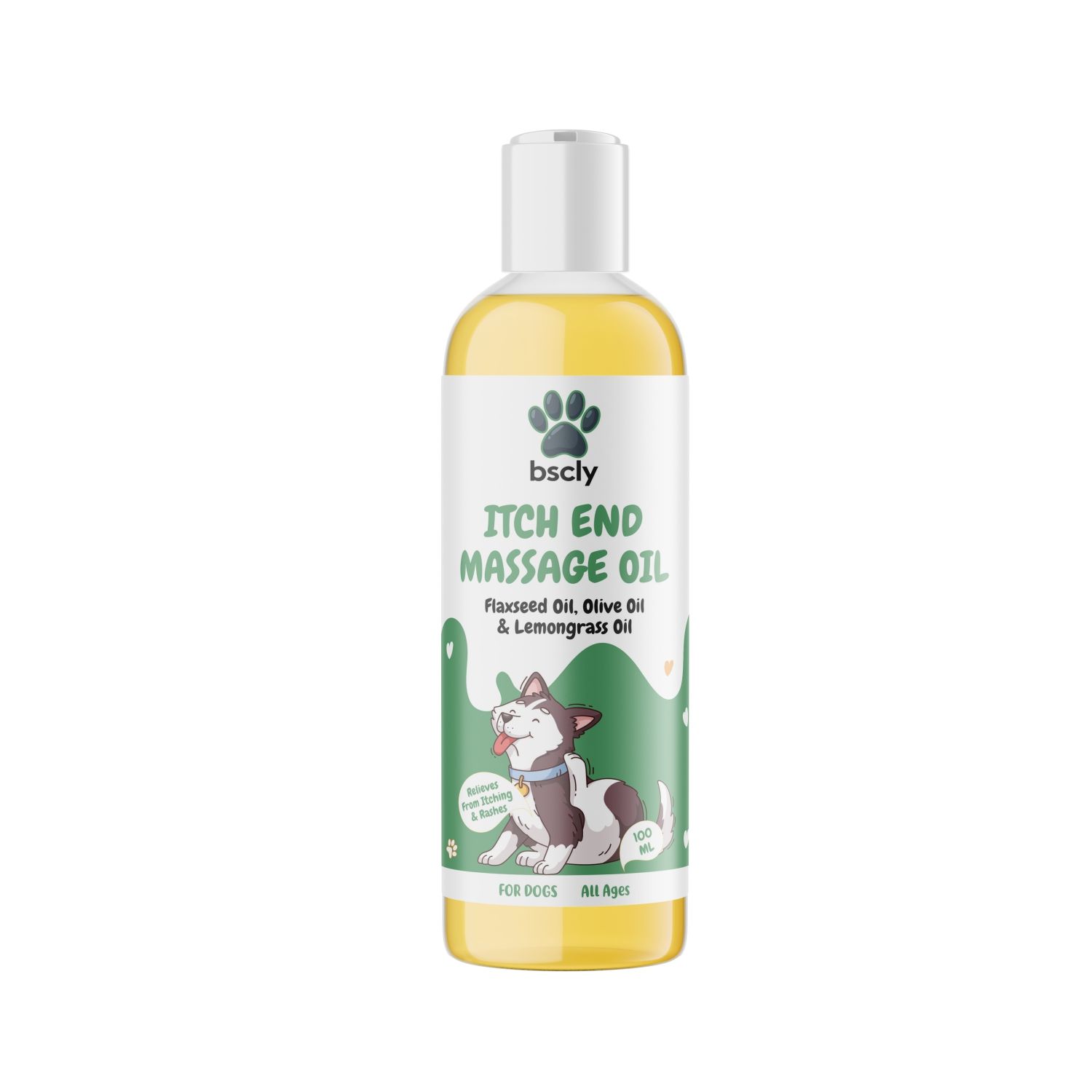 Bscly Itch End Massage Oil  Flaxseed Oil, Olive Oil & Lemongrass Oil, 100 ml