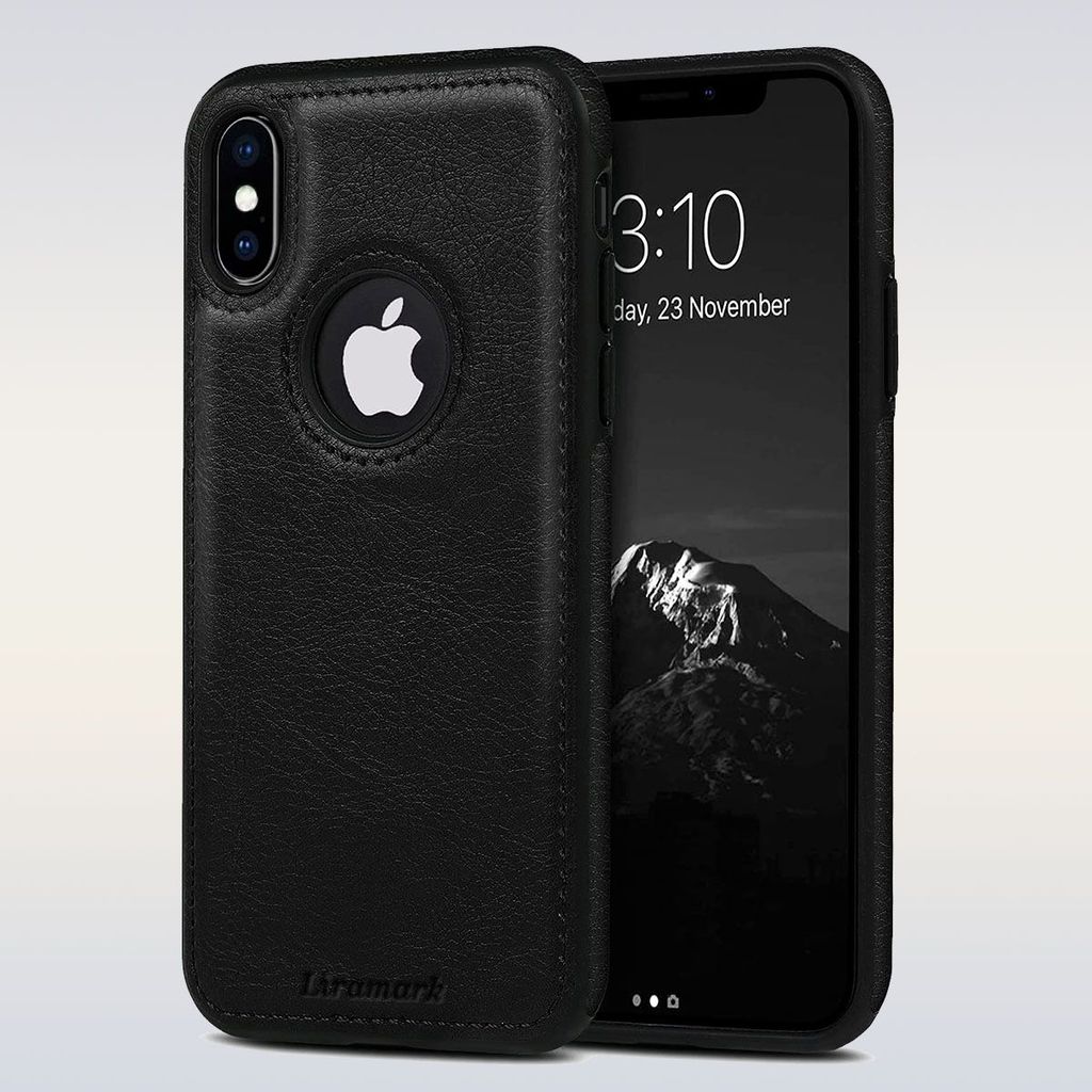 LIRAMARK PU Leather Flexible Back Cover Case Designed for iPhone X/Xs