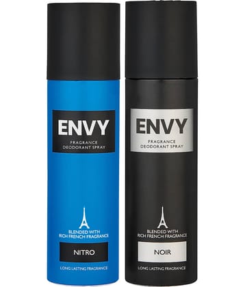 Envy Nitro & Noir 120 ml Each Deodorant Spray for Men 240 ml ( Pack of 2 )