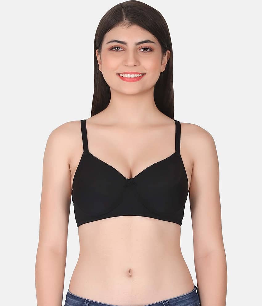 LACYLUXE Nylon Lightly Padded Women's T-Shirt Bra ( Black )