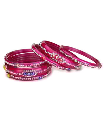Somil Red Color 2 Kada & 4 Bangle Set decorative With Colorful Beads & Stones With Safety Box-DL_2.2 - None