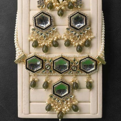 Emerald Luxe Kundan Necklace Set  Signature Bridal Collection