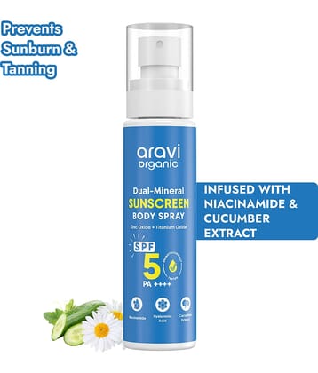Aravi Organic Sunscreen , SPF 50 PA++++ Dual Mineral Sunscreen Body Spray with Zinc Oxide , 100 ml