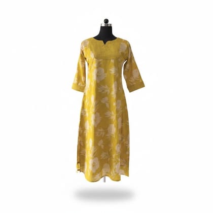 Yellow Floral Printed Kurti