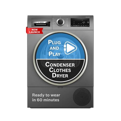 Bosch 9 kg Front Load Fully-Automatic Heat Pump Tumble Dryer, 100% Drying, 5 Drying Options, Reduces 99.9% Allergens, Ready-to-Wear, Cast Iron Grey, WQG2420RIN (2026 Model) Bosch 9 kg Front Load Fully-Automatic Heat Pump Tumble Dryer, 100% Drying, 5 Dryi