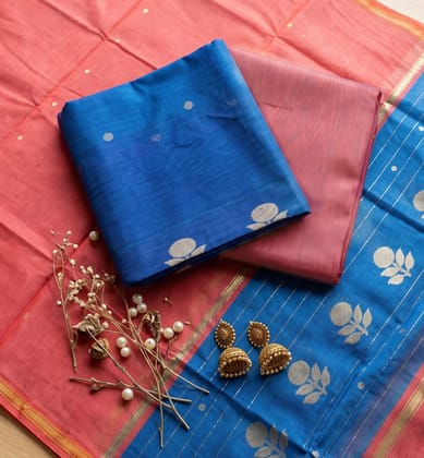 Handloom Chanderi Unstitched 3-Piece Silk by Mercerized Cotton Suit Set