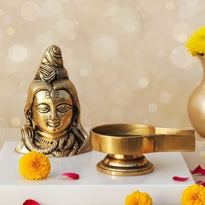 Brass Shivling Idol � Traditional Shiva Lingam, Height : 1.5 Inch (BSMAS1573 E)