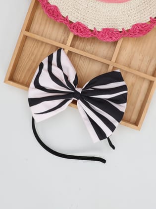 Zebra Bow Hairband-Black n Beige-one Size / Beige