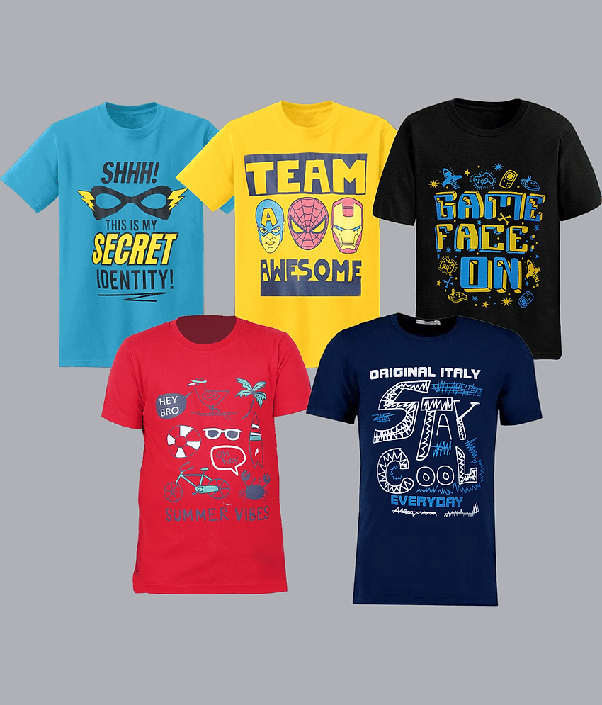 Santee Pack of 1 Boys Cotton Blend T-Shirt ( Multicolor )