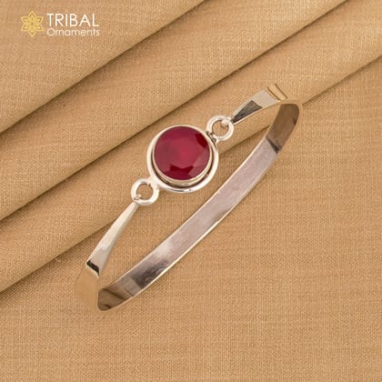 925 sterling silver red Stone stylish kada bangle bracelet tribal jewelry nsk855-Red / Red