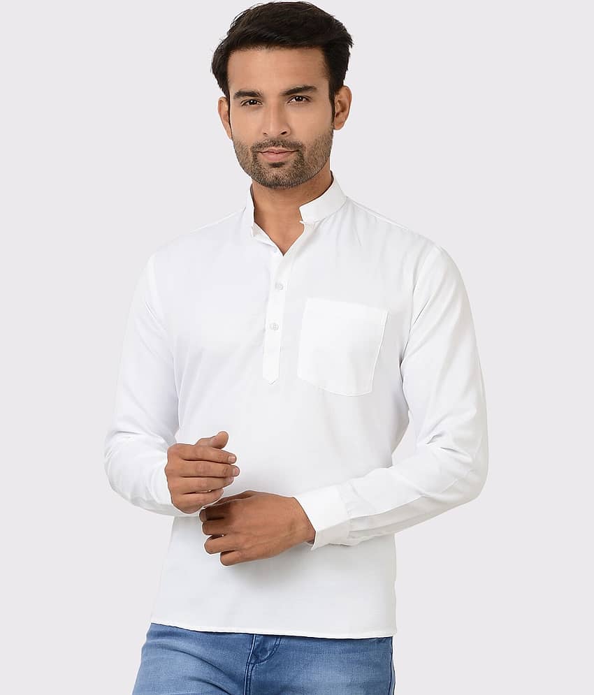 Maharaja - White Cotton Blend Men's Regular Kurta ( Pack of 1 )