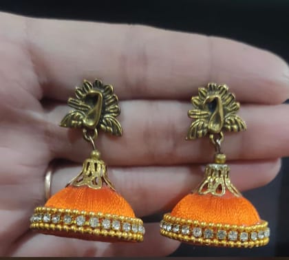 Elegant Metal Stud Jhumka Earrings
