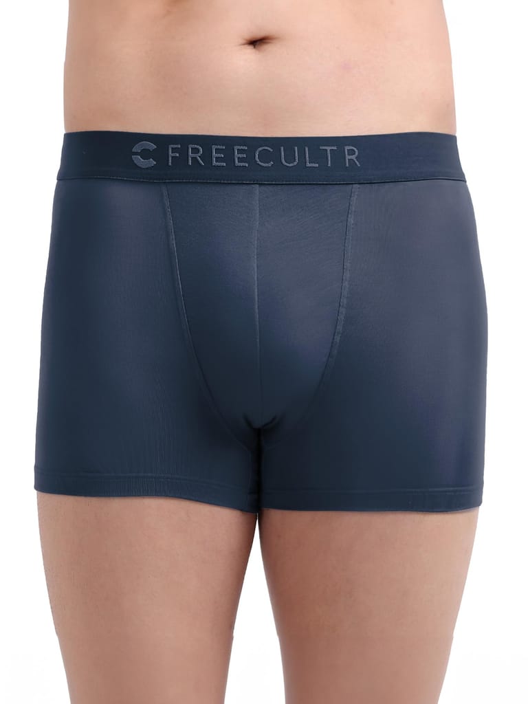 Freecultr Men's Underwear Anti Bacterial Micromodal Airsoft Trunk - Non Itch No Chaffing Sweat Proof -  Pack of 1-Space Blue