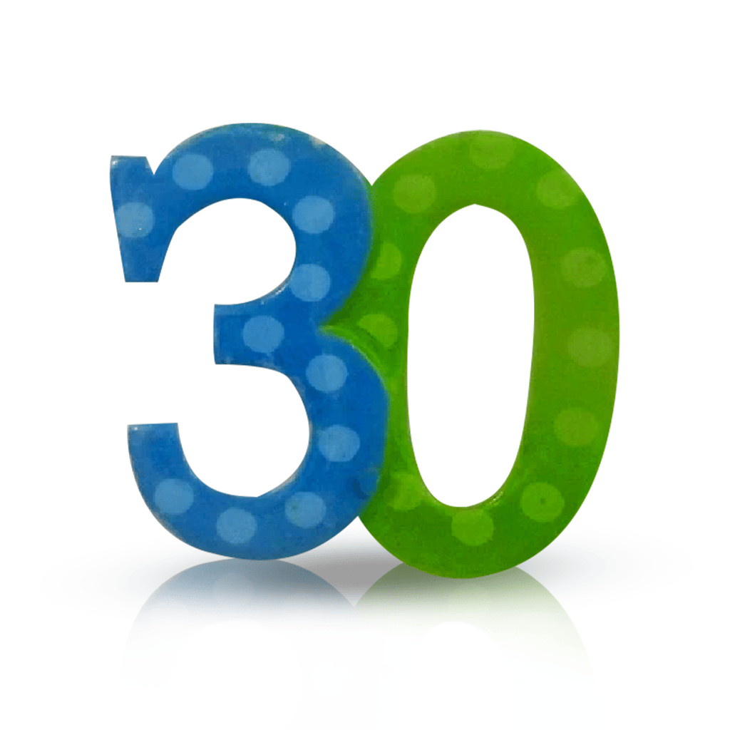 Number 30 Blue & Green Candle - 1PC - Party and Festive Needs | Buy online on ZillyBuy