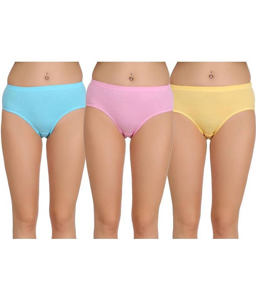 Eve's Beauty Pack of 3 Cotton Women's Hipsters ( Multi Color )